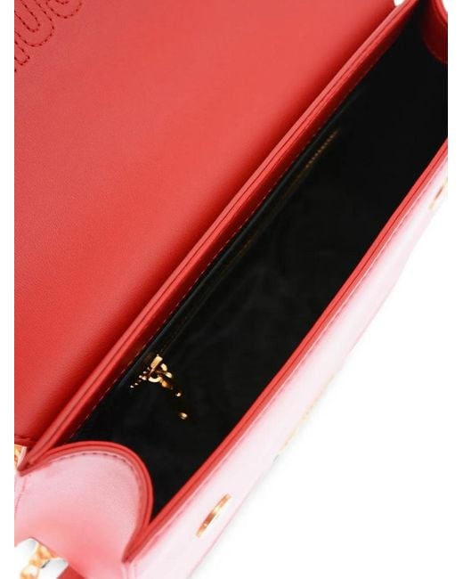 Moschino Red Heart-Motif Chain-Strap Shoulder Bag