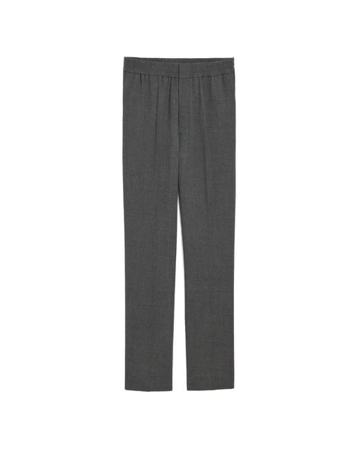 AMI Gray Elasticated-Waist Wool Trousers for men