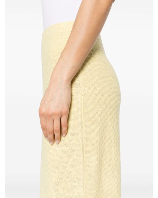 Fabiana Filippi Yellow Purl-knit Midi Skirt