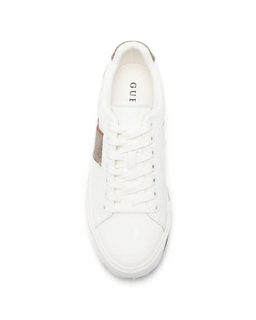 Guess White Cribe Logo-Print Leather Sneakers for men