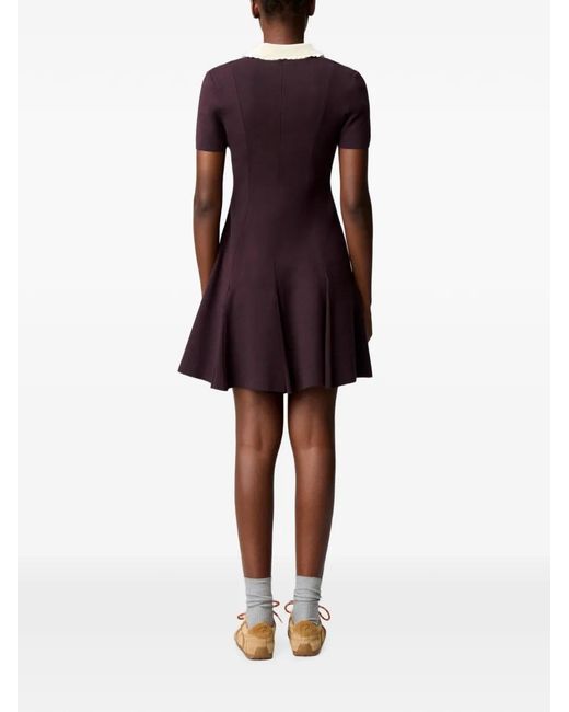 Claudie Pierlot Purple Contrast Collar Knit Skater Dress