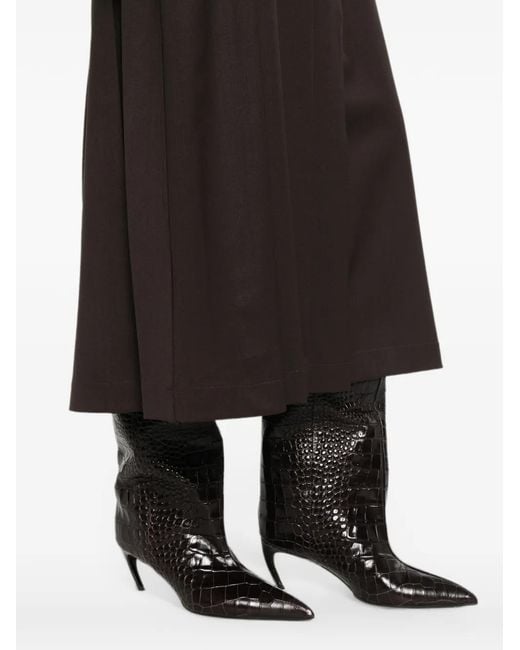 P.A.R.O.S.H. Black Pleated Wrap Midi Skirt