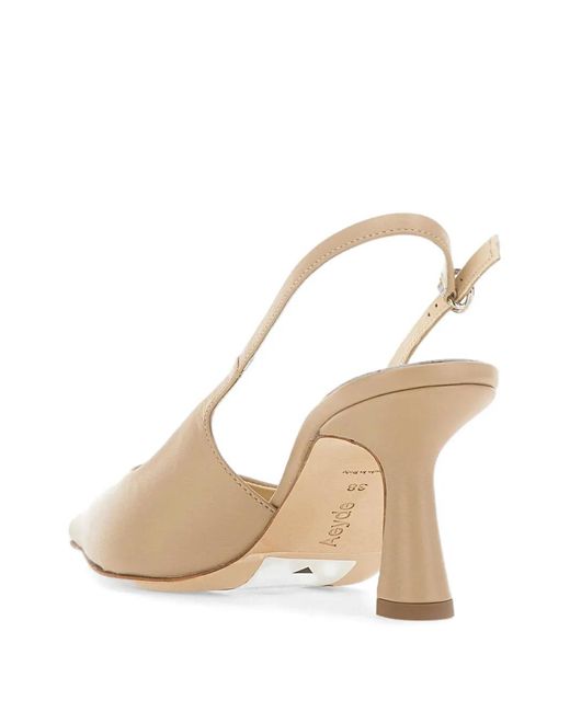 Aeyde Natural Fernanda Leather Slingback Heeled Pumps