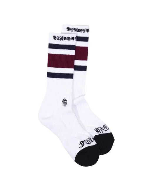 Chrome Hearts White Chaussettes Rayées À Logo Imprimé for men