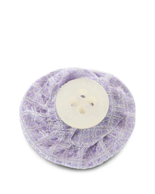Corneliani White Embroidered Silk Lapel Pin for men