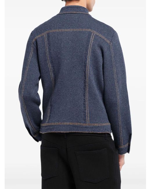 Barrie Blue Knitted Denim Jacket for men