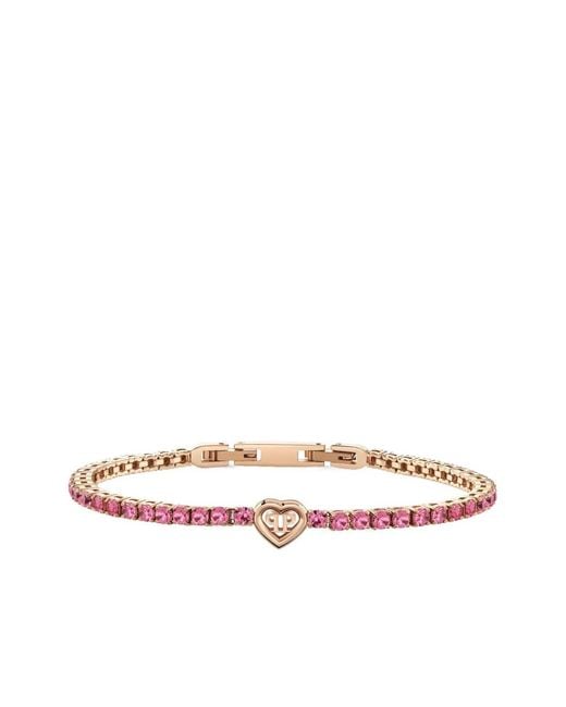 Philipp Plein White Tennis Royal Heart-Motif Bracelet