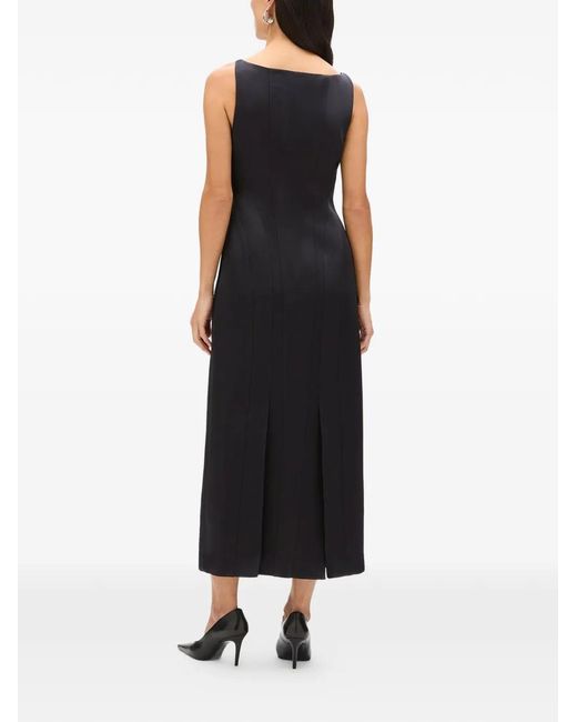 Another Tomorrow Black Contour-Seamed Topstitched Dress