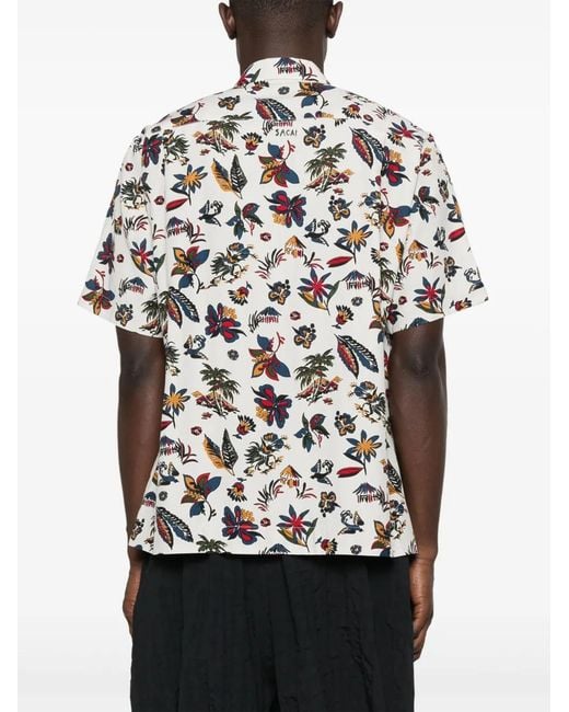 Sacai White Printed Shirt for men