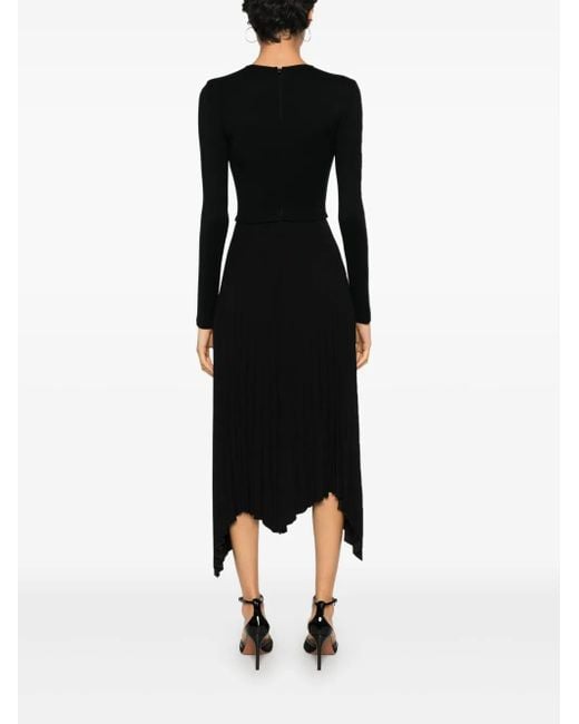 Nissa Black Logo-Plaque Midi Dress