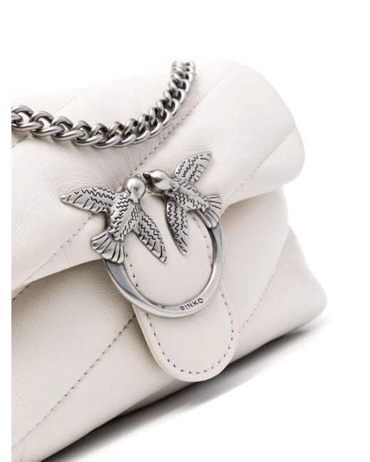 Pinko Baby Love キルティング レザーショルダーバッグ White