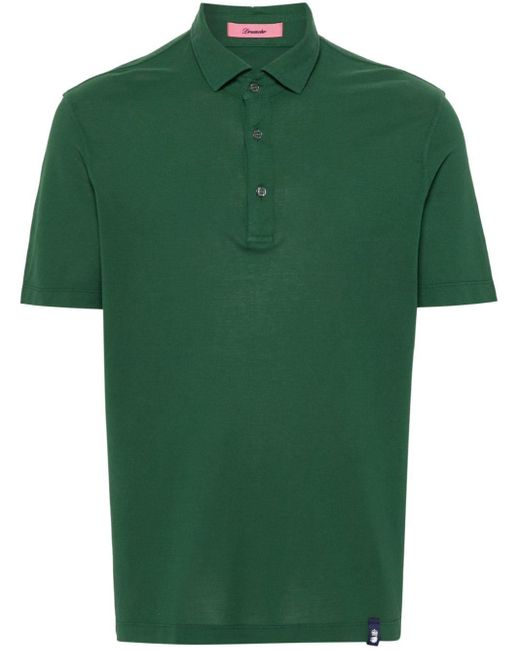 Drumohr Green Logo-tag Cotton Polo Shirt for men