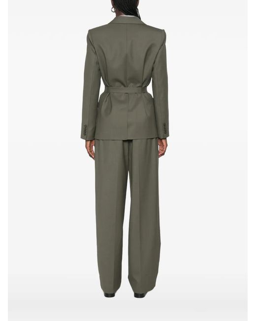 Maje Green Belted Tailored-Collar Blazer