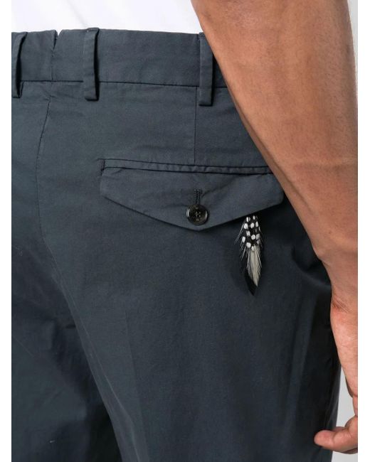 PT Torino Blue Pleat-Detail Tapered Trousers for men
