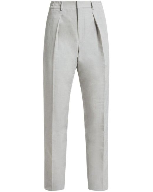 Fendi Gray Shadow Motif Straight-leg Trousers for men