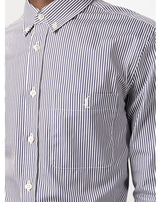 Saint Laurent Blue Striped Shirt for men