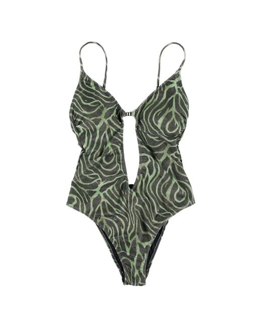 MATINEÉ Green Lilly Zebra-Pattern Cut-Out Swimsuit