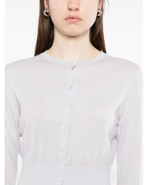 N.Peal Cashmere White Cropped Cardigan
