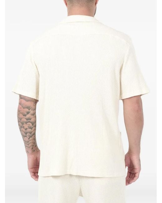 Camisa de manga corta con bolsillo gofrado Nikben de hombre de color White