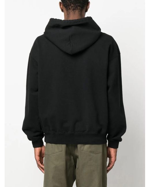 Neighborhood Black Logo-Print Cotton Hoodie for men