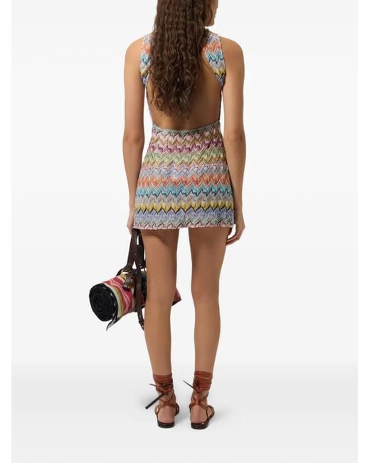 Missoni White Zigzag-Knit Backless Beach Dress