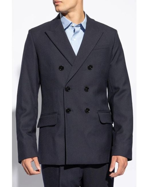 AMI Blue Double-Breasted Blazer for men