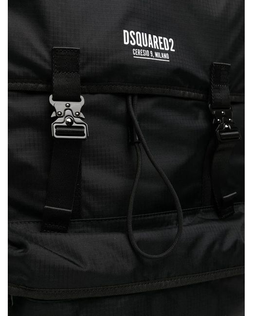 DSquared² Black Big Logo-Print Backpack for men