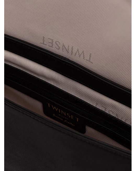 Twinset Black Logo-Embossed Shoulder Bag