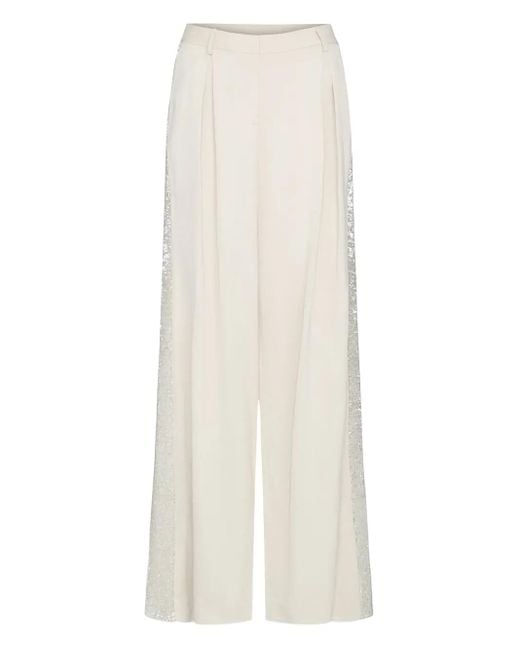 Twp White Sullivan Sequin-Detailed Pleated Trousers
