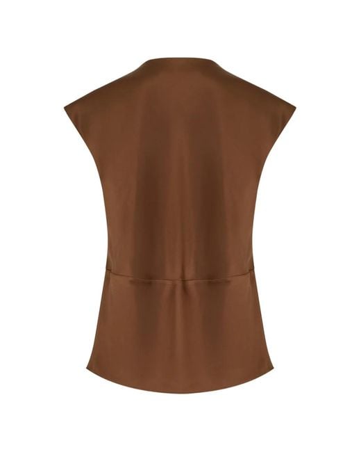 Veronica Beard Brown Sparrow V-Neck Blouse