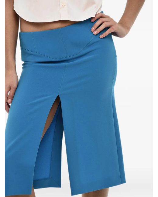 DSquared² Blue Front-Slit Midi Skirt
