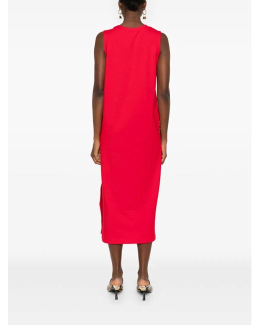 Norma Kamali Red Ärmelloses Maxikleid Mit Schlitz