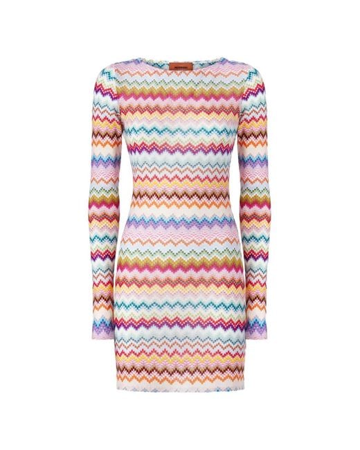 Missoni White Robe Courte Zigzag Pixelisée