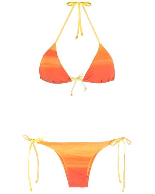 Amir Slama Orange Bikini À Rayures