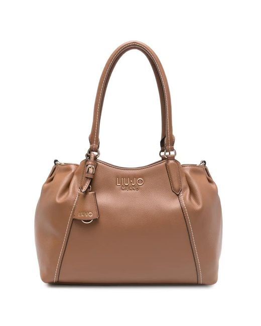 Liu Jo Brown Logo-Plaque Tote Bag