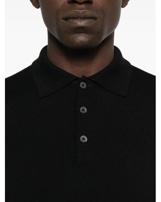 Corneliani Black Long-Sleeve Polo Shirt for men