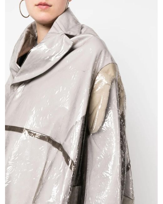 Comme des Garçons Gray Asymmetric Embossed Raincoat