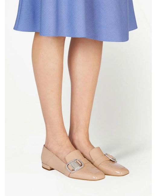 Ferragamo Natural Vara Patent Leather Chain Loafers