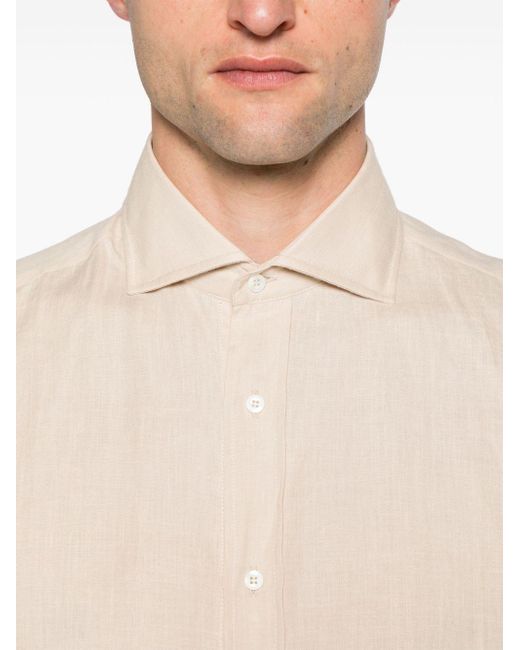 Camicia con lavorazione in rilievo di Brunello Cucinelli in Natural da Uomo