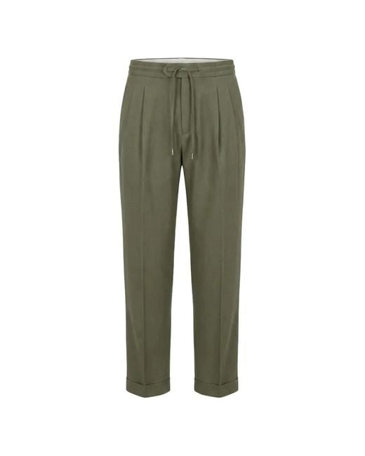 BE ABLE Green Pleated Drawstring Trousers for men