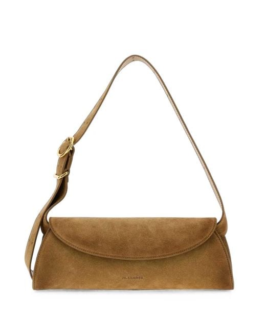 Jil Sander Metallic Small Cannolo Suede Shoulder Bag