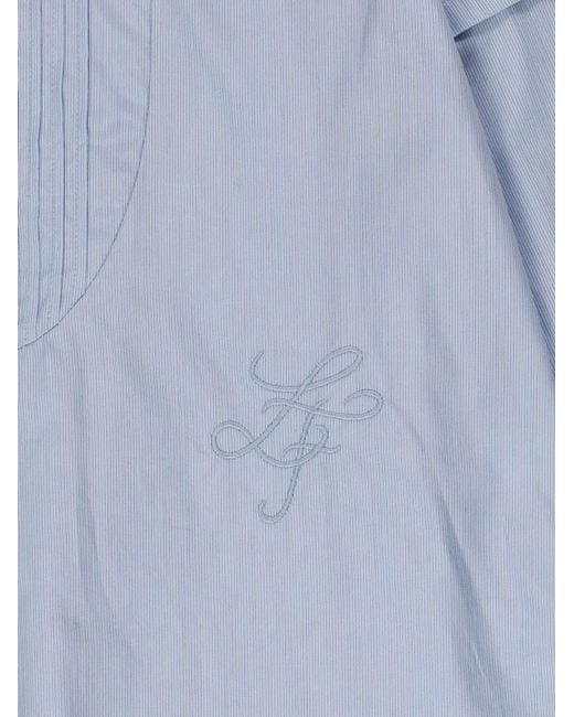 La Fetiche Blue Lou Striped Embroidered Blouse
