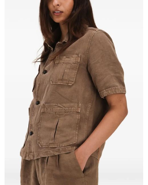 Fortela Brown Chemise Bohem À Manches Courtes Et Poche