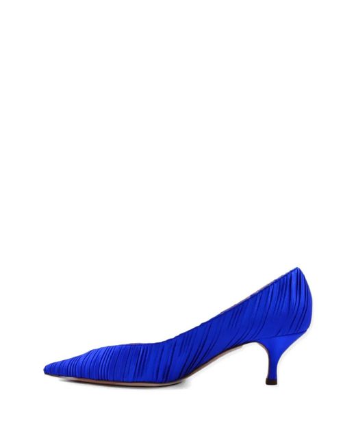 Casadei Blue Pleated Satin Pumps