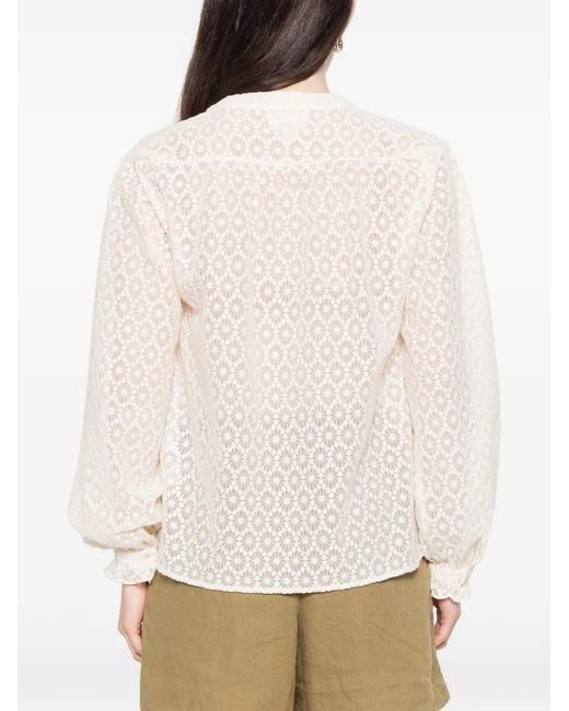 MAISON 123 White Blouse Fleurie Daniela À Col V