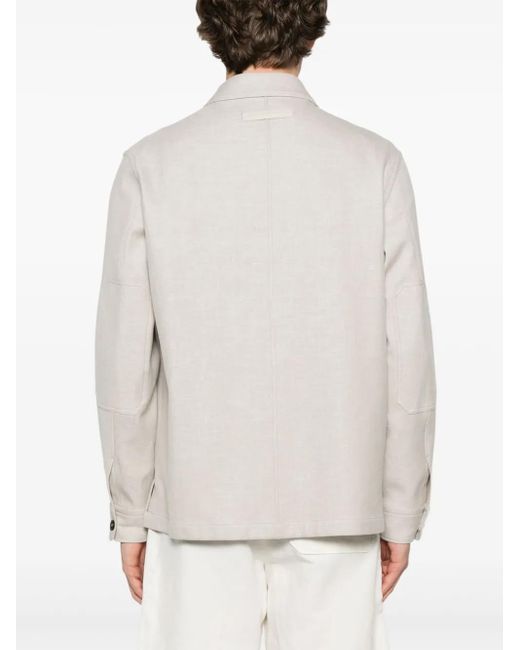 Zegna White Button Down Overshirt for men