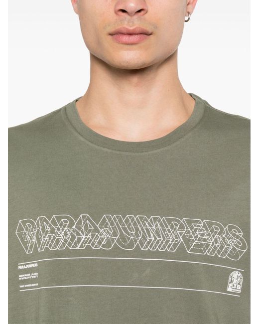 Parajumpers Green Silas Logo-print T-shirt for men