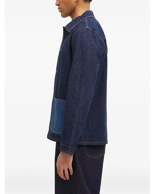 A.P.C. Blue Contrast-Pocket Denim Jacket for men