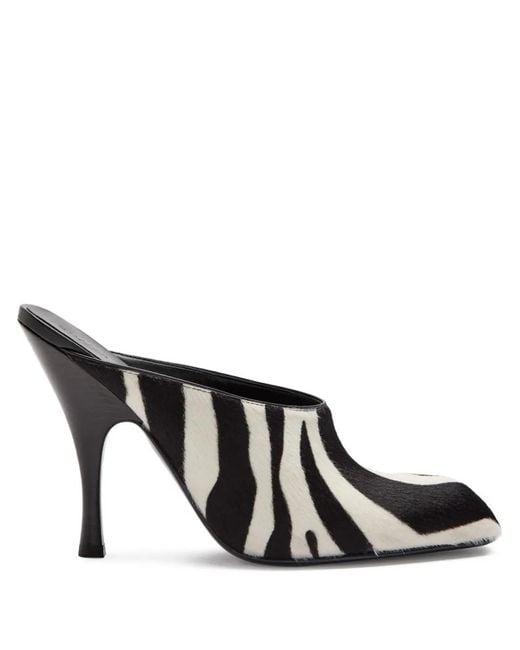 Khaite Black Zebra-Print Round-Toe Mules
