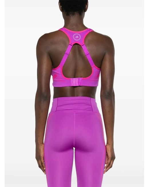 Adidas By Stella McCartney Pink Truepace Stripe-detailing Sports Bra